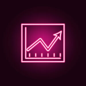 financial indicators in chart neon icon. Elements of Banking set. Simple icon for websites, web design, mobile app, info graphics on dark gradient background